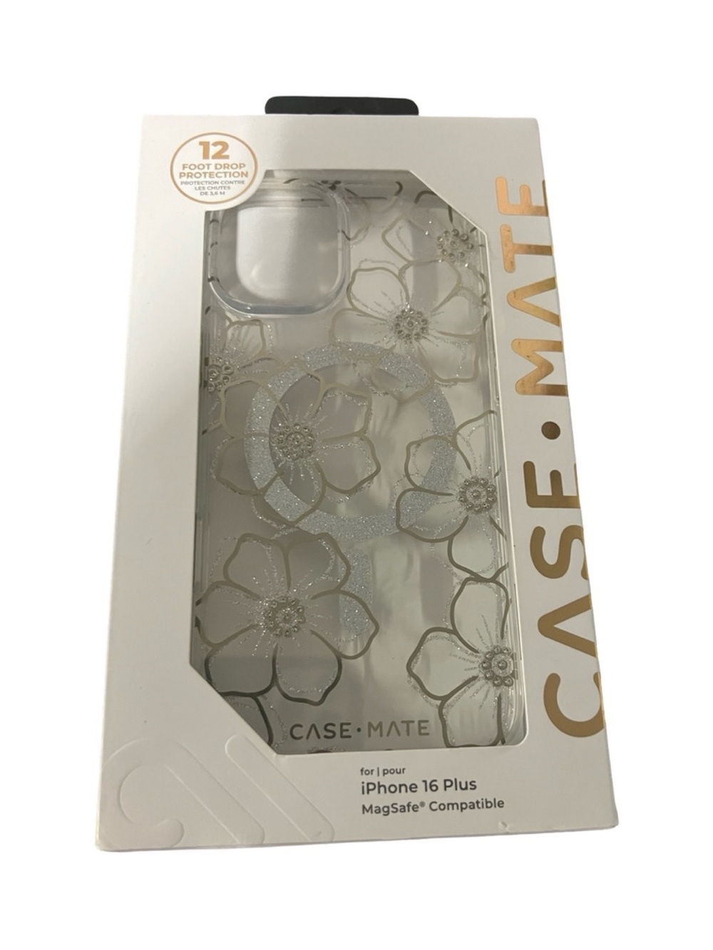 Case-Mate Clear Floral Glitter iPhone 16 Plus Case - White/Clear